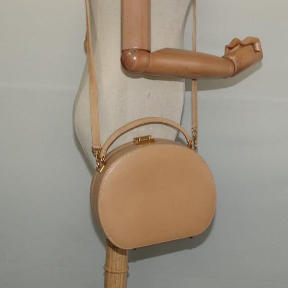 GUCCI Hand Bag Leather 2way Beige Gold 000 781 0235 Auth SW973