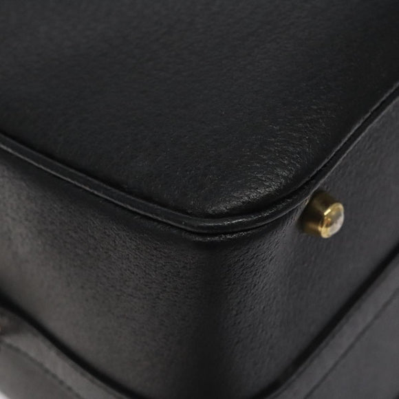 GUCCI Bamboo Hand Bag Leather Black Gold 013 122 2491 Auth SW974