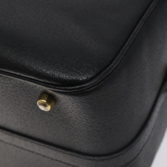 GUCCI Bamboo Hand Bag Leather Black Gold 013 122 2491 Auth SW974