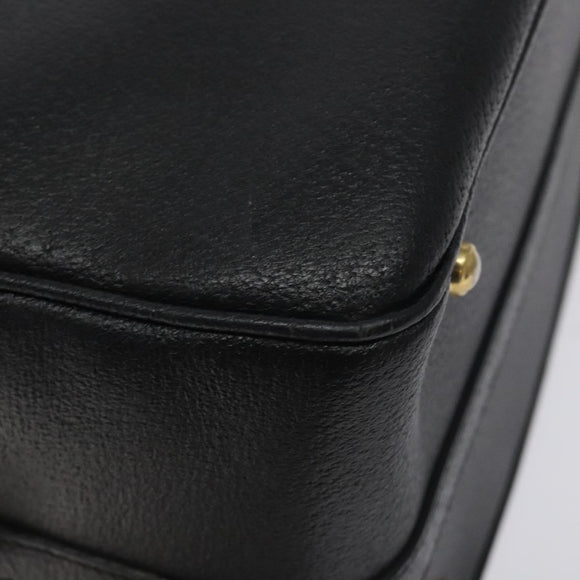 GUCCI Bamboo Hand Bag Leather Black Gold 013 122 2491 Auth SW974