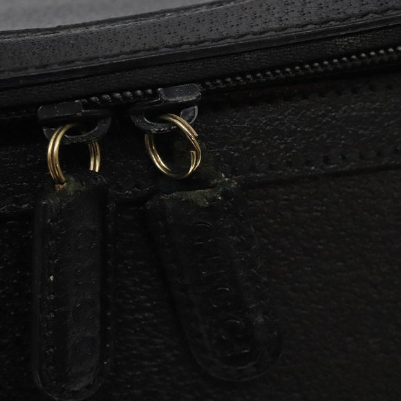 GUCCI Bamboo Hand Bag Leather Black Gold 013 122 2491 Auth SW974