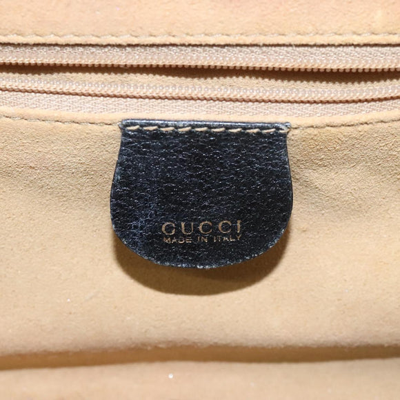 GUCCI Bamboo Hand Bag Leather Black Gold 013 122 2491 Auth SW974