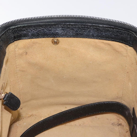 GUCCI Bamboo Hand Bag Leather Black Gold 013 122 2491 Auth SW974