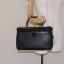 GUCCI Bamboo Hand Bag Leather Black Gold 013 122 2491 Auth SW974-23