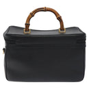 GUCCI Bamboo Hand Bag Leather Black Gold 013 122 2491 Auth SW974-3
