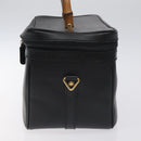 GUCCI Bamboo Hand Bag Leather Black Gold 013 122 2491 Auth SW974-5