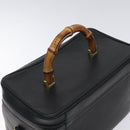 GUCCI Bamboo Hand Bag Leather Black Gold 013 122 2491 Auth SW974-6