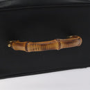 GUCCI Bamboo Hand Bag Leather Black Gold 013 122 2491 Auth SW974-7