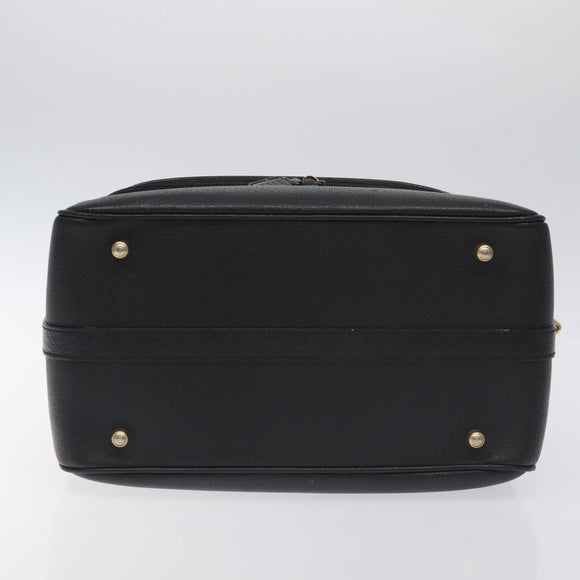 GUCCI Bamboo Hand Bag Leather Black Gold 013 122 2491 Auth SW974