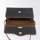 Christian Dior Honeycomb Canvas Shoulder Bag PVC Black Gold Auth SW976-10