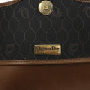 Christian Dior Honeycomb Canvas Shoulder Bag PVC Black Gold Auth SW976-18