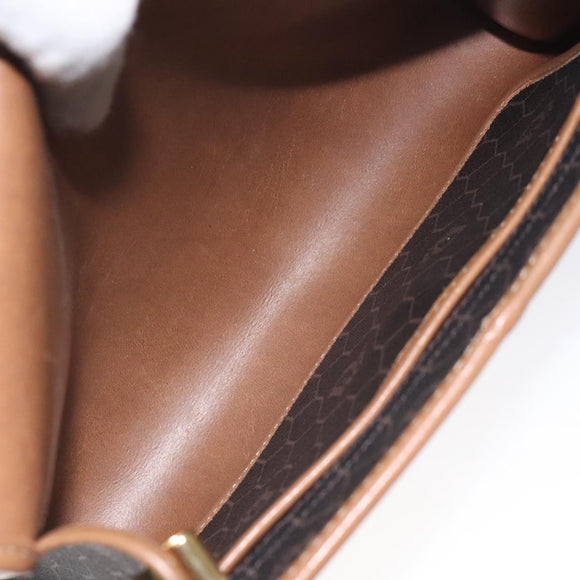 Christian Dior Honeycomb Canvas Shoulder Bag PVC Black Gold Auth SW976