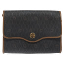 Christian Dior Honeycomb Canvas Shoulder Bag PVC Black Gold Auth SW976-13