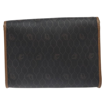 Christian Dior Honeycomb Canvas Shoulder Bag PVC Black Gold Auth SW976 - 0