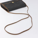 Christian Dior Honeycomb Canvas Shoulder Bag PVC Black Gold Auth SW976-7