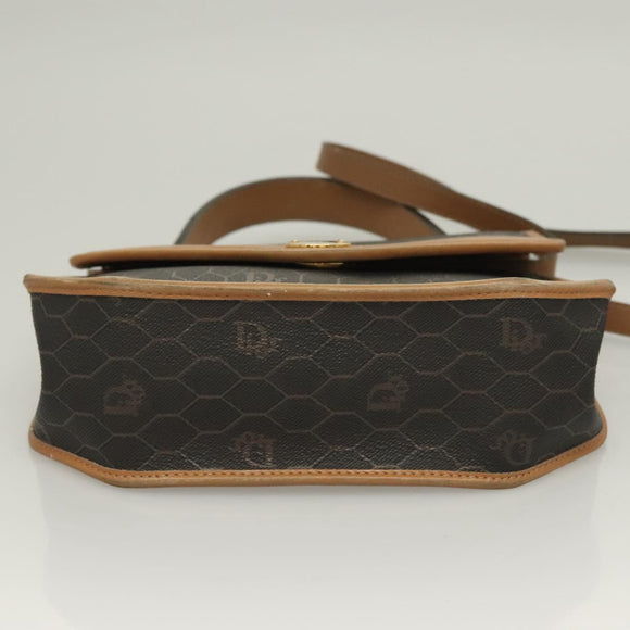 Christian Dior Honeycomb Canvas Hand Bag PVC 2way Black Gold Auth SW977