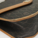 Christian Dior Honeycomb Canvas Hand Bag PVC 2way Black Gold Auth SW977-10