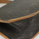 Christian Dior Honeycomb Canvas Hand Bag PVC 2way Black Gold Auth SW977-16