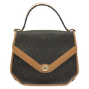 Christian Dior Honeycomb Canvas Hand Bag PVC 2way Black Gold Auth SW977-13