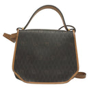 Christian Dior Honeycomb Canvas Hand Bag PVC 2way Black Gold Auth SW977-2
