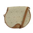 Christian Dior Honeycomb Canvas Shoulder Bag PVC Beige Gold Auth SW979-1