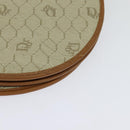 Christian Dior Honeycomb Canvas Shoulder Bag PVC Beige Gold Auth SW979-13