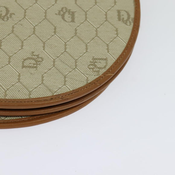 Christian Dior Honeycomb Canvas Shoulder Bag PVC Beige Gold Auth SW979