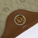 Christian Dior Honeycomb Canvas Shoulder Bag PVC Beige Gold Auth SW979-14