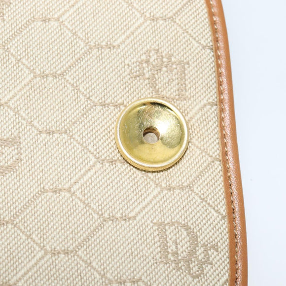 Christian Dior Honeycomb Canvas Shoulder Bag PVC Beige Gold Auth SW979