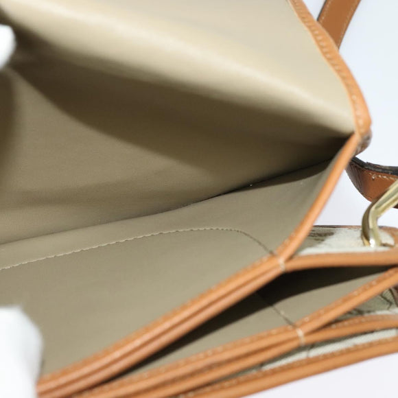 Christian Dior Honeycomb Canvas Shoulder Bag PVC Beige Gold Auth SW979