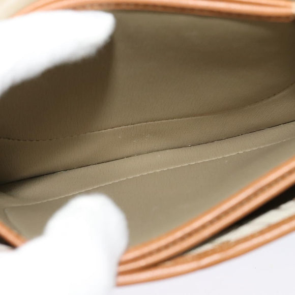 Christian Dior Honeycomb Canvas Shoulder Bag PVC Beige Gold Auth SW979