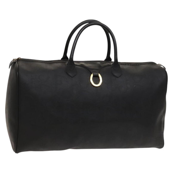 Christian Dior Trotter Canvas Boston Bag Black Gold Auth SW984