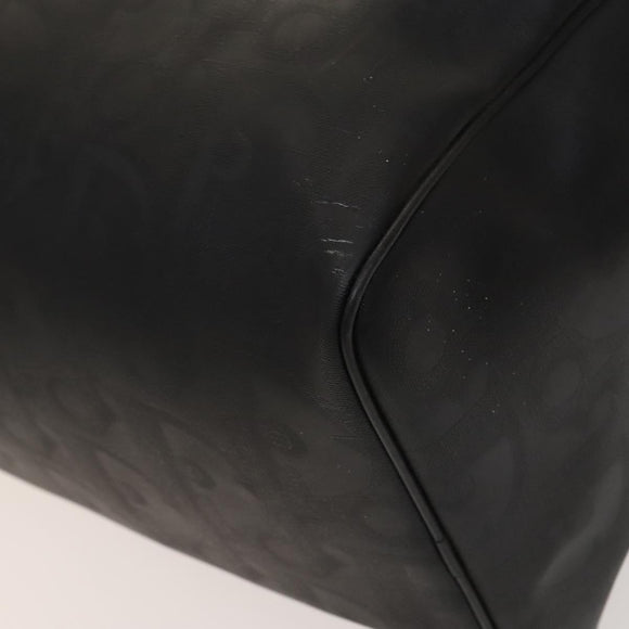 Christian Dior Trotter Canvas Boston Bag Black Gold Auth SW984