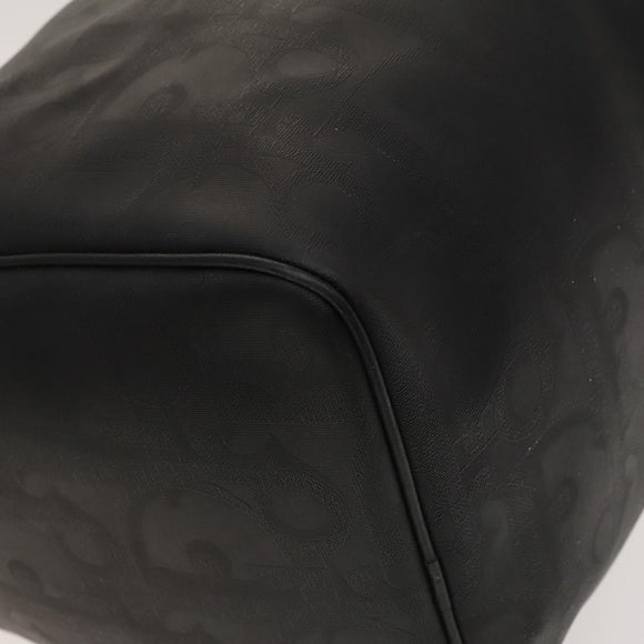 Christian Dior Trotter Canvas Boston Bag Black Gold Auth SW984