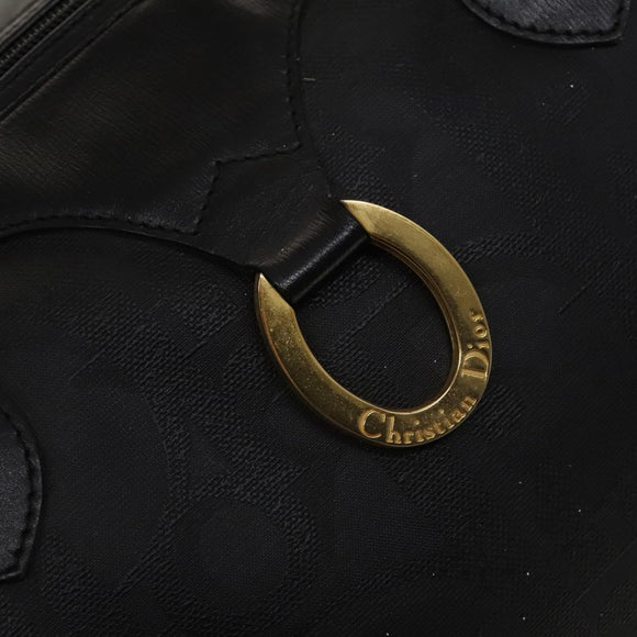 Christian Dior Trotter Canvas Boston Bag Black Gold Auth SW984