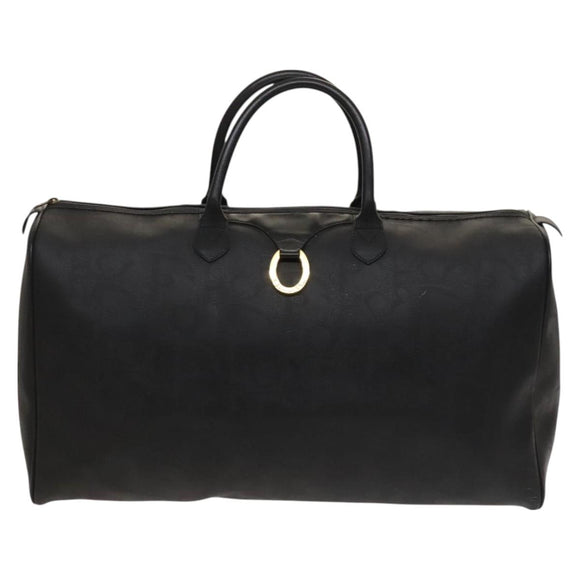 Christian Dior Trotter Canvas Boston Bag Black Gold Auth SW984