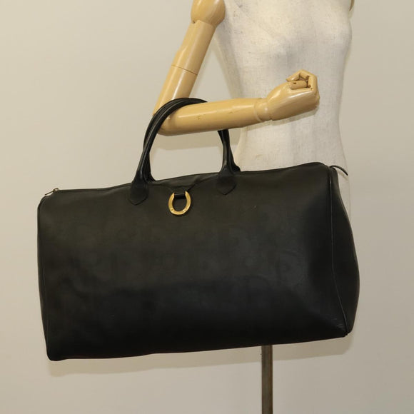Christian Dior Trotter Canvas Boston Bag Black Gold Auth SW984