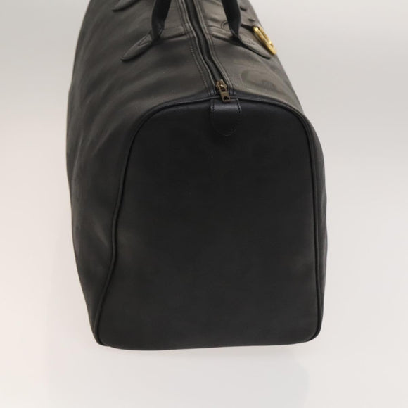 Christian Dior Trotter Canvas Boston Bag Black Gold Auth SW984