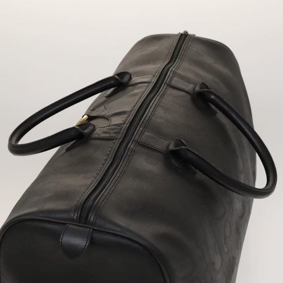 Christian Dior Trotter Canvas Boston Bag Black Gold Auth SW984