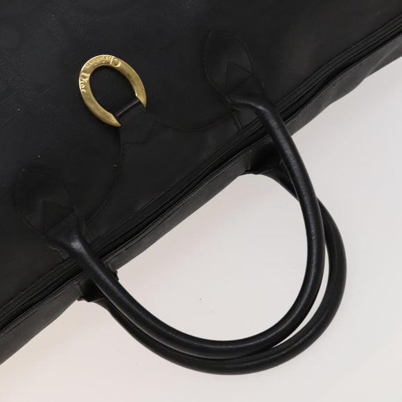 Christian Dior Trotter Canvas Boston Bag Black Gold Auth SW984
