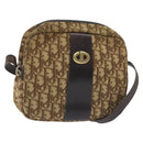Christian Dior Trotter Canvas Shoulder Bag Brown Gold Auth SW985-1
