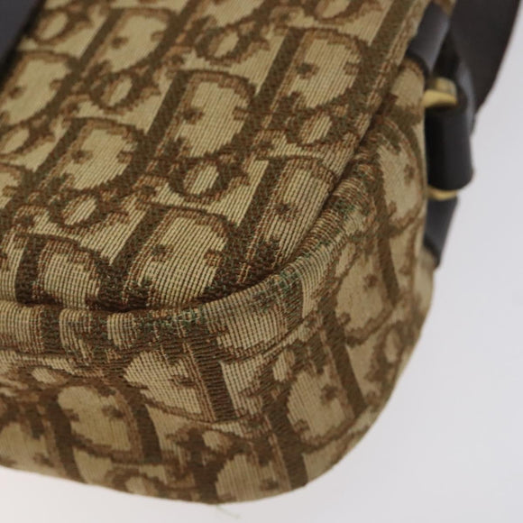 Christian Dior Trotter Canvas Shoulder Bag Brown Gold Auth SW985