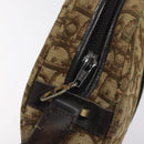 Christian Dior Trotter Canvas Shoulder Bag Brown Gold Auth SW985-17