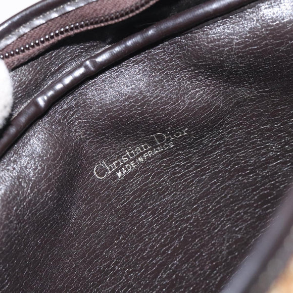 Christian Dior Trotter Canvas Shoulder Bag Brown Gold Auth SW985