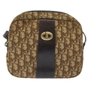 Christian Dior Trotter Canvas Shoulder Bag Brown Gold Auth SW985-2