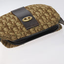 Christian Dior Trotter Canvas Shoulder Bag Brown Gold Auth SW985-6