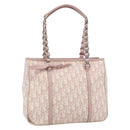 Christian Dior Trotter Canvas Romantic Tote Bag PVC Pink Silver Auth SW986-1