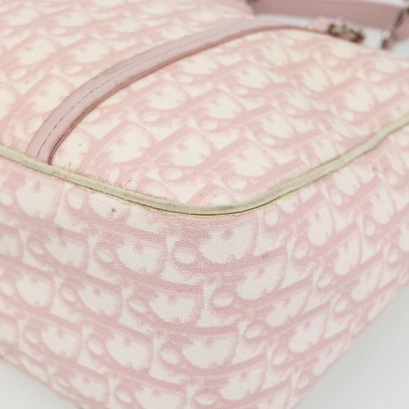 Christian Dior Trotter Canvas Romantic Tote Bag PVC Pink Silver Auth SW986