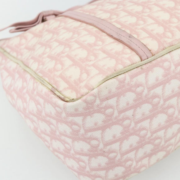 Christian Dior Trotter Canvas Romantic Tote Bag PVC Pink Silver Auth SW986
