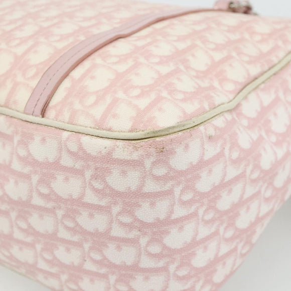 Christian Dior Trotter Canvas Romantic Tote Bag PVC Pink Silver Auth SW986